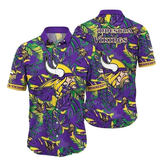 Minnesota Vikings Lush Purple Leafage Hawaiian Shirt - Moonbestprint