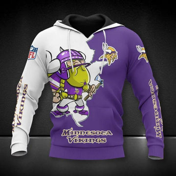 Minnesota Vikings Mascot All Over Print Hoodie, NFL Hoodie Moonbestprint