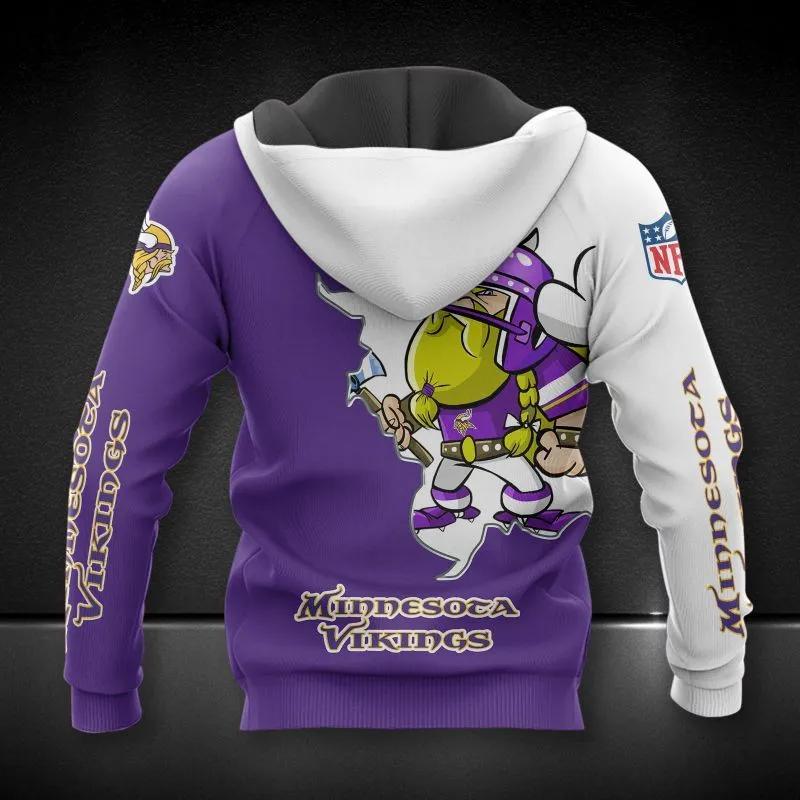 Minnesota Vikings Mascot All Over Print Hoodie, NFL Hoodie Moonbestprint