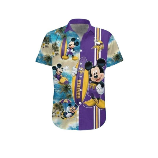 Minnesota Vikings Mickey Mouse Surfing Style Hawaiian Shirt - Moonbestprint