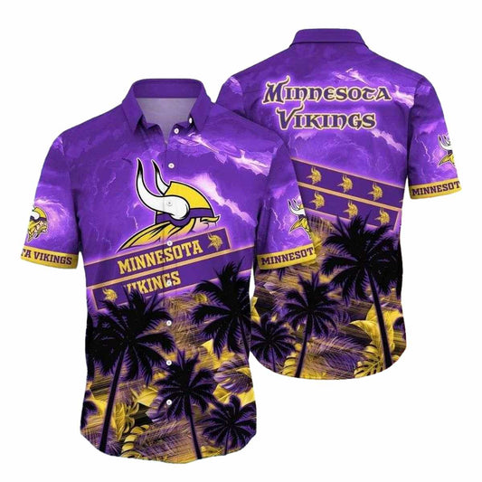 Minnesota Vikings Midnight Palm Tropical Hawaiian Shirt - Moonbestprint
