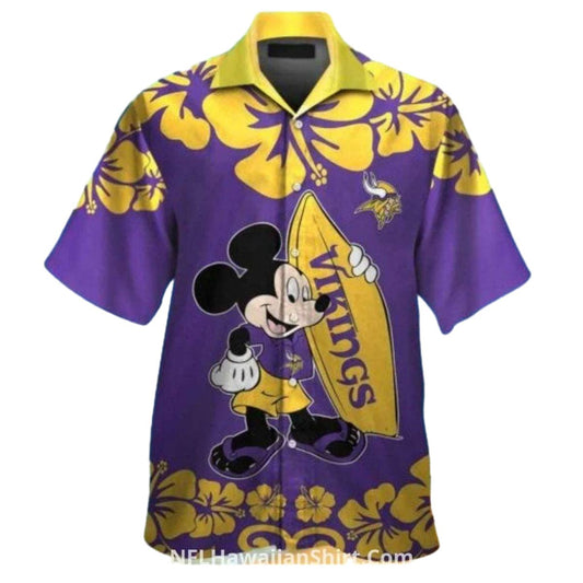 Minnesota Vikings Minnie Gold Hibiscus Pattern Hawaiian Shirt - Moonbestprint