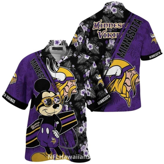 Minnesota Vikings Mtckey Mouse Cartoon Character Fan Hawaiian Shirt - Moonbestprint