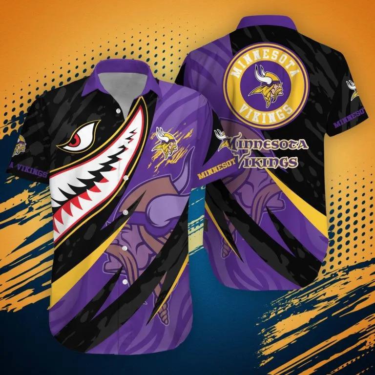 Minnesota Vikings NFL Shark Summer Hawaiian Shirt, NFL Hawaiian Shirt Moonbestprint