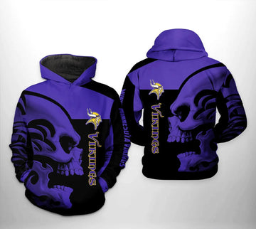 Minnesota Vikings NFL Skull 3D All Over Print, NFL Hoodie Moonbestprint