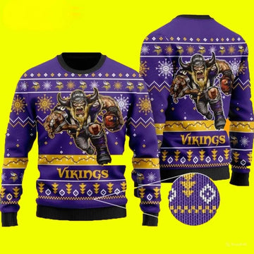 Minnesota Vikings NFL Ugly Christmas Sweater, NFL Christmas Sweater Moonbestprint