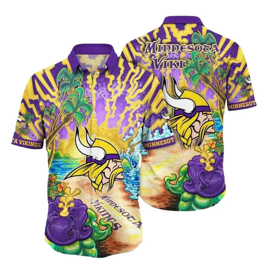 Minnesota Vikings Oceanfront Celebration Hawaiian Shirt - Moonbestprint