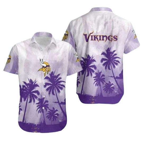Minnesota Vikings Palm Coconut Tree Sunset Hawaiian Shirt - Moonbestprint