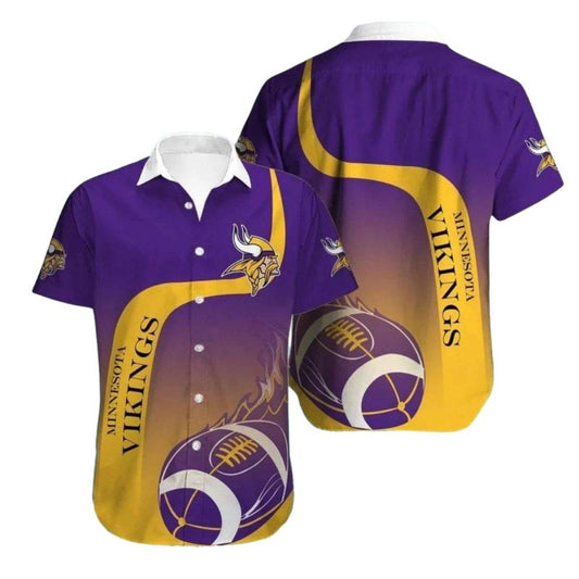Minnesota Vikings Purple And Gold Football Hawaiian Shirt - Moonbestprint