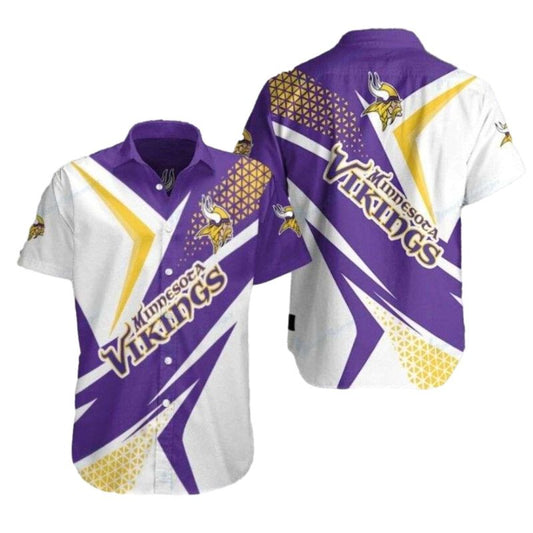 Minnesota Vikings Purple And White Blitz Hawaiian Shirt - Moonbestprint