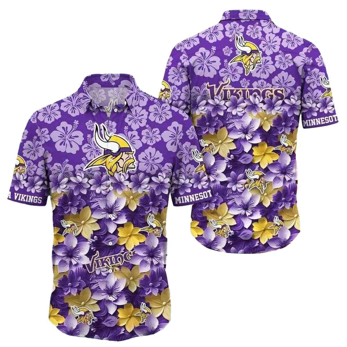 Minnesota Vikings Purple Bloom Playbook Hawaiian Shirt - Moonbestprint