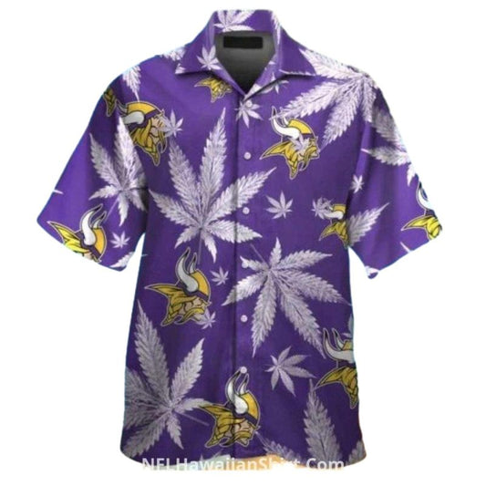 Minnesota Vikings Purple Cannabis Leaf Hawaiian Shirt - Moonbestprint