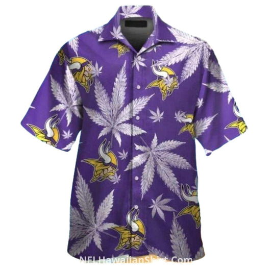 Minnesota Vikings Purple Cannabis Leaf Hawaiian Shirt - Moonbestprint