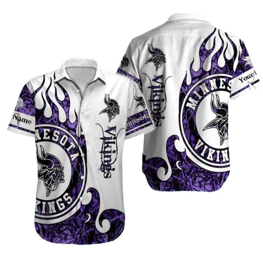 Minnesota Vikings Purple Flame Hawaiian Shirt - Moonbestprint