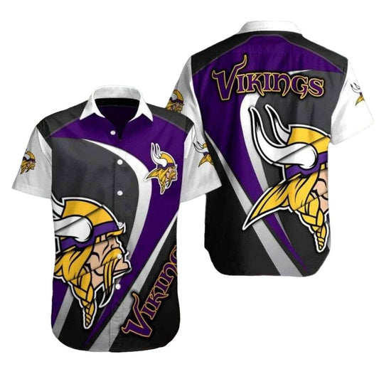 Minnesota Vikings Purple Pride Stripes Hawaiian Shirt - Moonbestprint