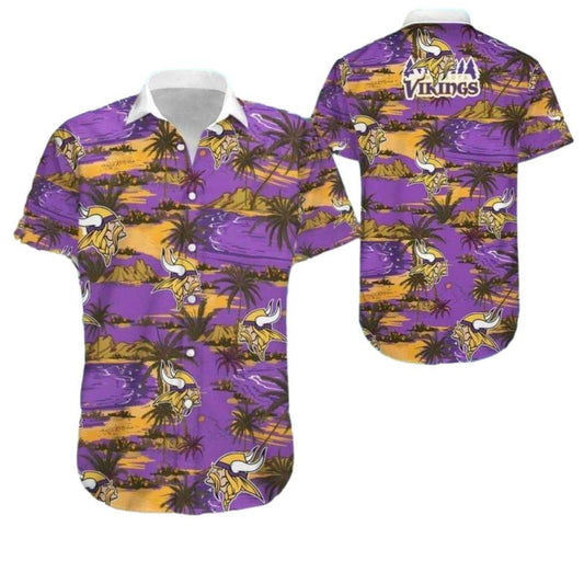 Minnesota Vikings Purple Tropical Beach Hawaiian Shirt - Moonbestprint