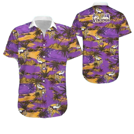 Minnesota Vikings Purple Tropical Beach Hawaiian Shirt - Moonbestprint