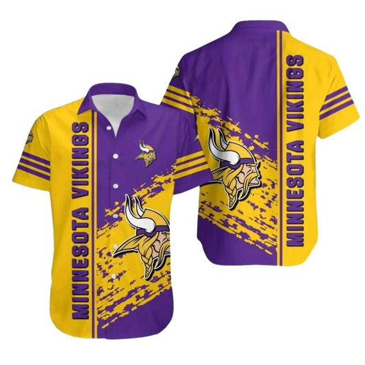 Minnesota Vikings Purple and Gold Splash Hawaiian Shirt - Moonbestprint