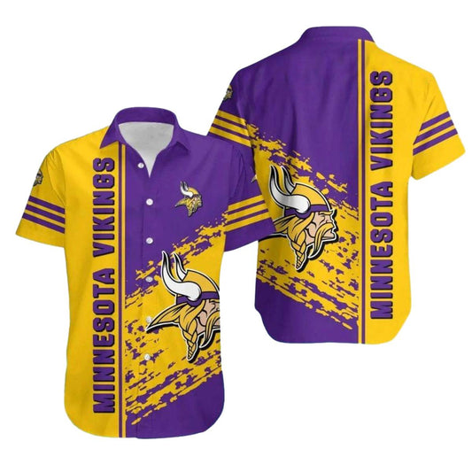 Minnesota Vikings Purple and Gold Splash Hawaiian Shirt - Moonbestprint