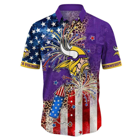 Minnesota Vikings Red White Independence Day Hawaiian Shirt - Moonbestprint