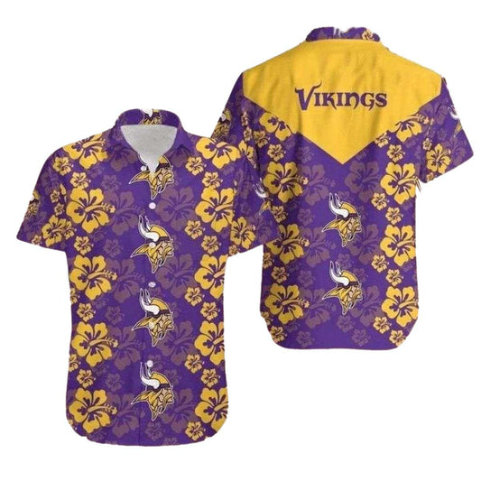 Minnesota Vikings Regal Purple Hibiscus Hawaiian Shirt - Moonbestprint