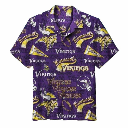 Minnesota Vikings Retro Typography Purple Hawaiian Shirt - Moonbestprint