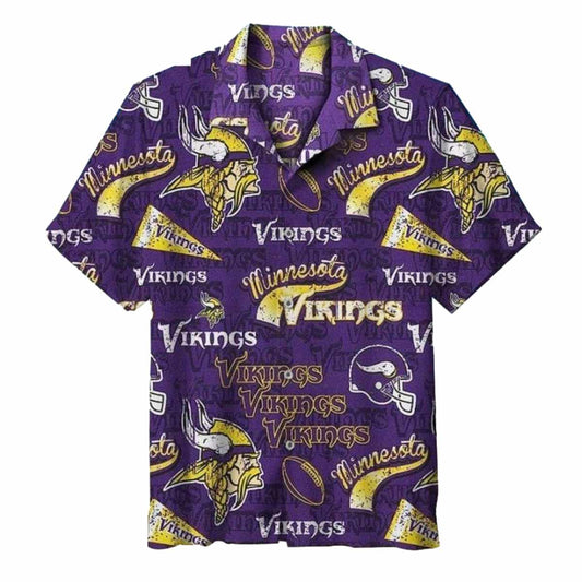 Minnesota Vikings Retro Typography Purple Hawaiian Shirt - Moonbestprint