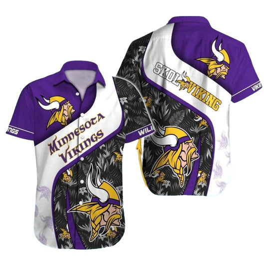 Minnesota Vikings Skol Viking Floral Hawaiian Shirt - Moonbestprint