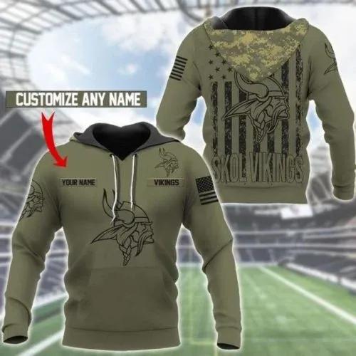 Minnesota Vikings Skol Vikings Us Army Pattern 3D Hoodie, NFL Hoodie Moonbestprint
