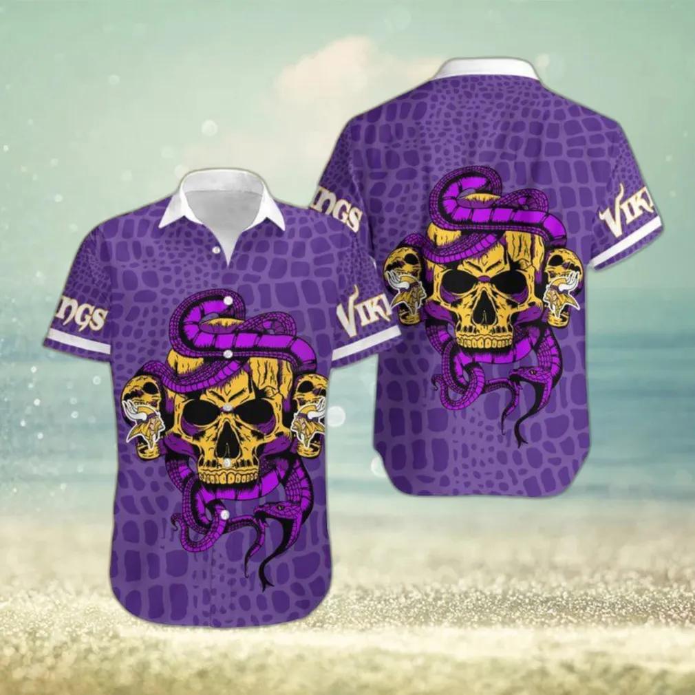 Minnesota Vikings Snake And Skull Octopus Hawaiian Shirt, NFL Hawaiian Shirt Moonbestprint