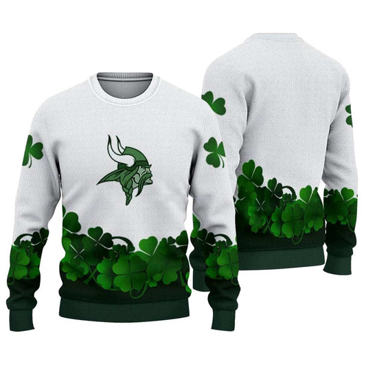 Minnesota Vikings St Patrick White AOP Sweatshirt - Moonbestprint
