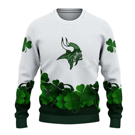 Minnesota Vikings St Patrick White AOP Sweatshirt - Moonbestprint