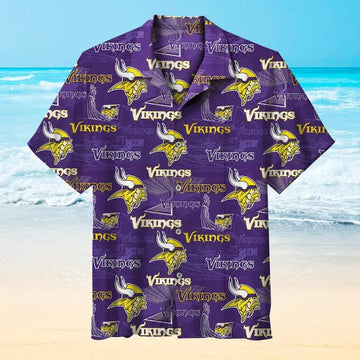 Minnesota Vikings Team Logo Best For Fans Beach Hawaiian Shirt, NFL Hawaiian Shirt Moonbestprint