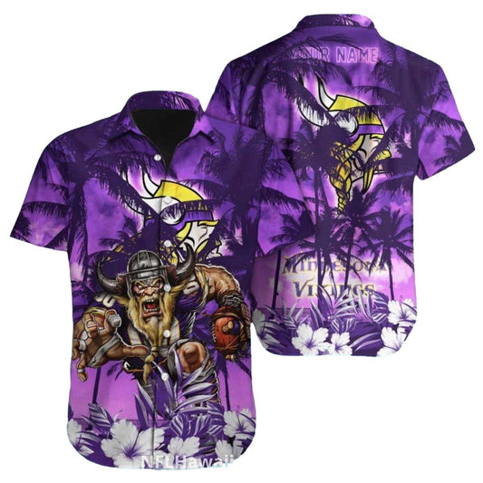 Minnesota Vikings Tropical Warrior Hawaiian Shirt - Moonbestprint