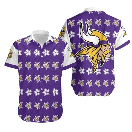 Minnesota Vikings Turtle And Flower Hawaiian Shirt - Moonbestprint