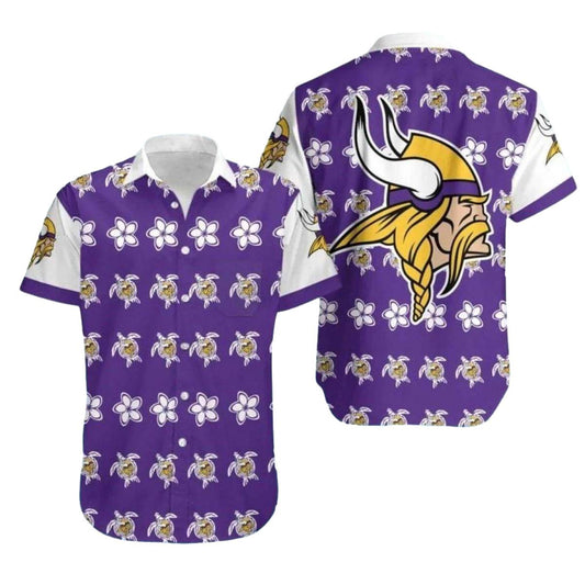 Minnesota Vikings Turtle And Flower Hawaiian Shirt - Moonbestprint