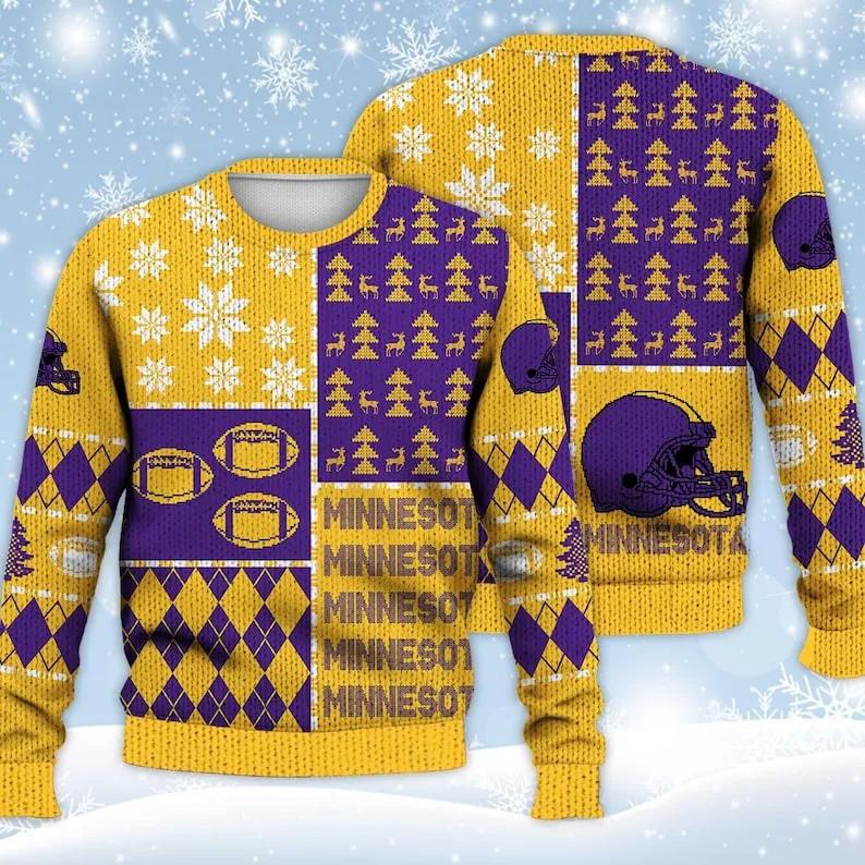 Minnesota Vikings Ugly Christmas Sweater, NFL Christmas Sweater Moonbestprint