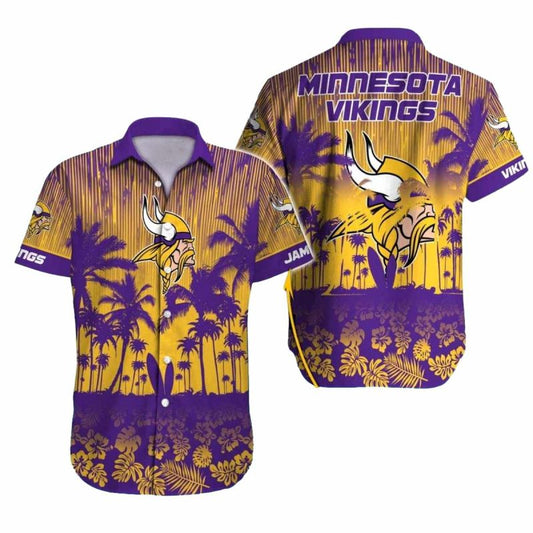 Minnesota Vikings Vibrant Sunset Palm Trees Hawaiian Shirt - Moonbestprint