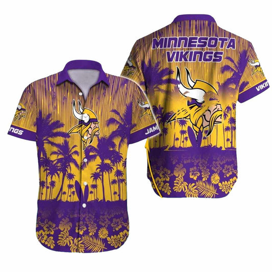 Minnesota Vikings Vibrant Sunset Palm Trees Hawaiian Shirt - Moonbestprint