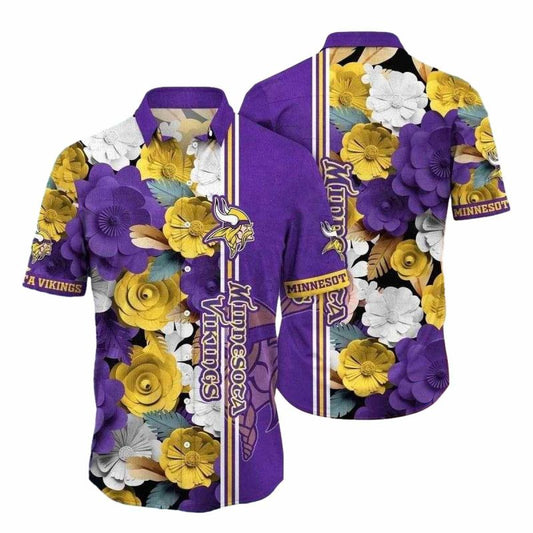Minnesota Vikings Vibrant Victory Garden Floral Hawaiian Shirt - Moonbestprint