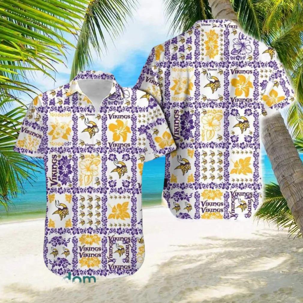 Minnesota Vikings Vintage Flowers Pattern Hawaiian Shirt, NFL Hawaiian Shirt Moonbestprint