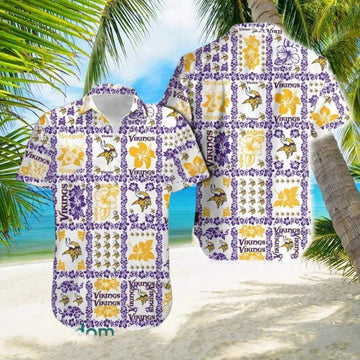 Minnesota Vikings Vintage Flowers Pattern Hawaiian Shirt, NFL Hawaiian Shirt Moonbestprint