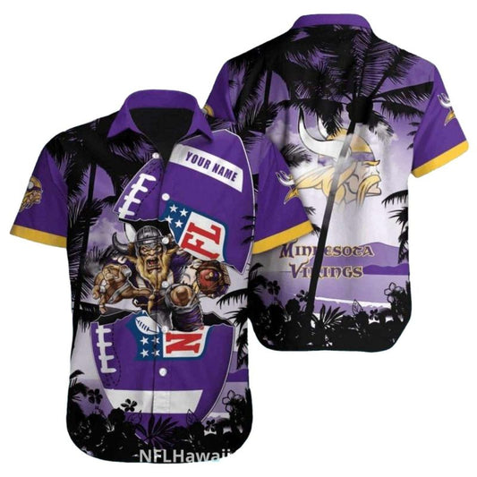Minnesota Vikings Warrior and Shield Hawaiian Shirt - Moonbestprint