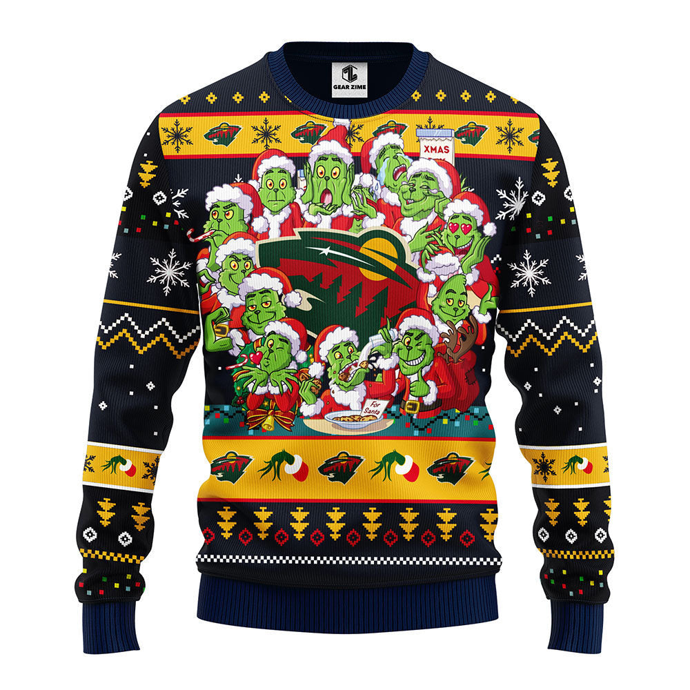 Minnesota Wild 12 Grinch Xmas Day Ugly Christmas Sweater Moonbestprint
