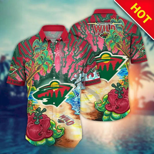 Minnesota Wild Aloha Island Hawaii Shirt, NHL Hawaiian Shirt Moonbestprint