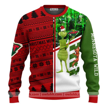 Minnesota Wild Grinch & Scooby–Doo Ugly Christmas Sweater, NHL Christmas Sweater Moonbestprint