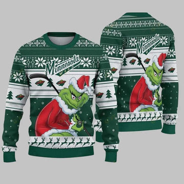 Minnesota Wild Grinch Stolen Ugly Christmas Sweater, NHL Christmas Sweater Moonbestprint