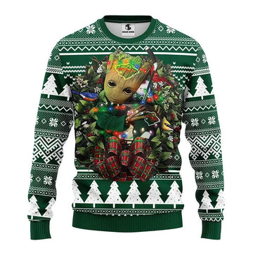Minnesota Wild Groot Hug Ugly Christmas Sweater, NHL Christmas Sweater Moonbestprint