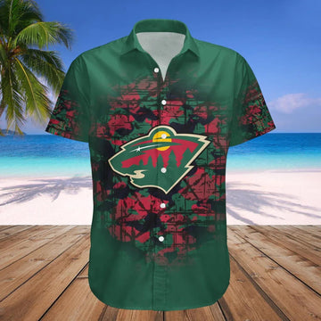 Minnesota Wild Hawaiian Shirt Camouflage Vintage - NHL, NHL Hawaiian Shirt Moonbestprint