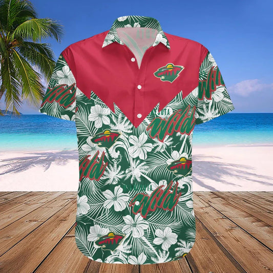 Minnesota Wild Hawaiian Shirt Tropical Seamless- NHL, NHL Hawaiian Shirt Moonbestprint